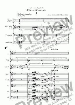 page one of Clarinet Concerto (First Movement)