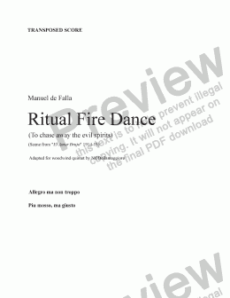 page one of Ritual fire dance (Transp. score)