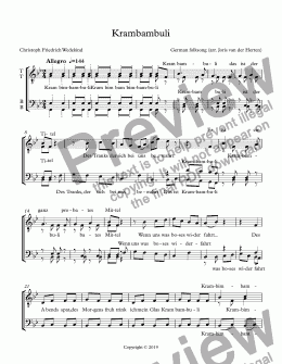 page one of Krambambuli (choir TTBB)