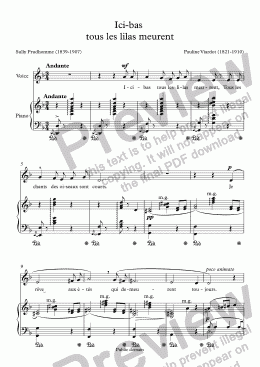 page one of Ici-bas  tous les lilas meurent (Pauline Viardot / Sully Prudhomme)