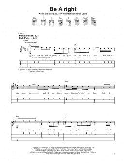 page one of Be Alright (Easy Guitar Tab)