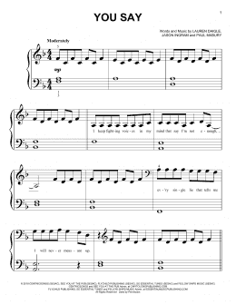 page one of You Say (Big Note Piano)