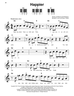 page one of Happier (Super Easy Piano)