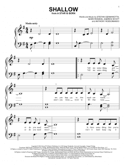 page one of Shallow (from A Star Is Born) (Big Note Piano)