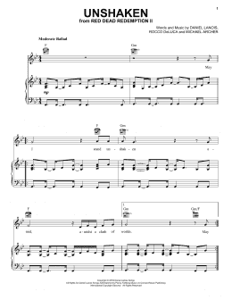 page one of Unshaken (from Red Dead Redemption 2) (Piano, Vocal & Guitar Chords (Right-Hand Melody))