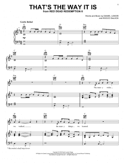 page one of That's The Way It Is (from Red Dead Redemption 2) (Piano, Vocal & Guitar Chords (Right-Hand Melody))