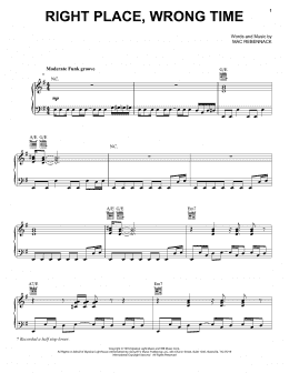 page one of Right Place, Wrong Time (Piano, Vocal & Guitar Chords (Right-Hand Melody))
