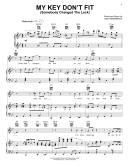 page one of My Key Don't Fit (Somebody Changed The Lock) (Piano, Vocal & Guitar Chords (Right-Hand Melody))