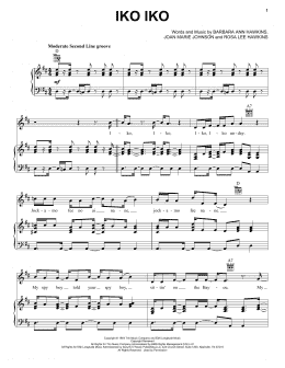 page one of Iko Iko (Piano, Vocal & Guitar Chords (Right-Hand Melody))