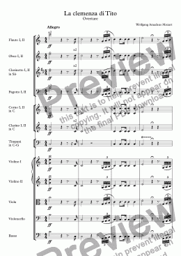 page one of La clemenza di Tito KV 621 - Overture