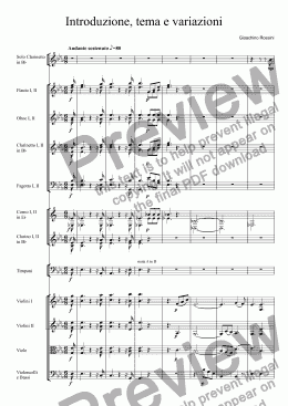 page one of Introduction, theme & variations for clarinet & orchestra