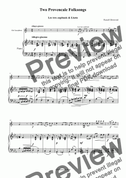 page one of Denwood - Two Provencale Folksongs for Alto Sax & Piano