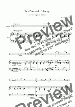 page one of Denwood - Two Provencale Folksongs for Bassoon & Piano
