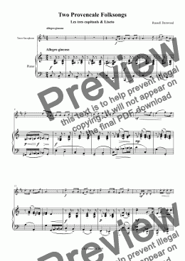 page one of Denwood - Two Provencale Folksongs for Tenor Sax & piano