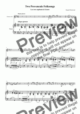 page one of Denwood - Two Provencale Folksongs for Bb Clarinet & Piano