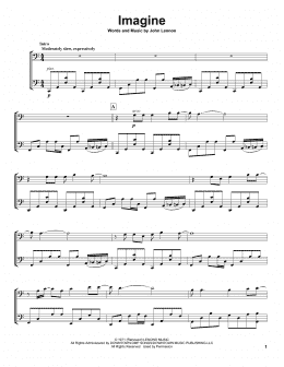 page one of Imagine (Cello Duet)