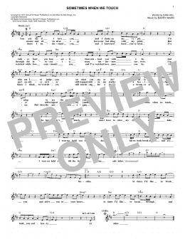 page one of Sometimes When We Touch (Lead Sheet / Fake Book)