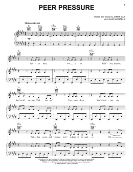 page one of Peer Pressure (feat. Julia Michaels) (Piano, Vocal & Guitar Chords (Right-Hand Melody))