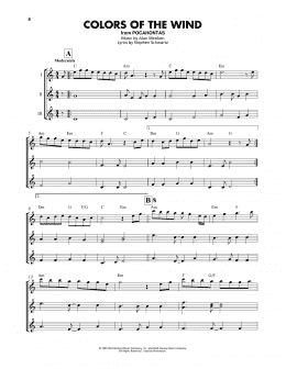 page one of Colors Of The Wind (from Pocahontas) (Ukulele Ensemble)