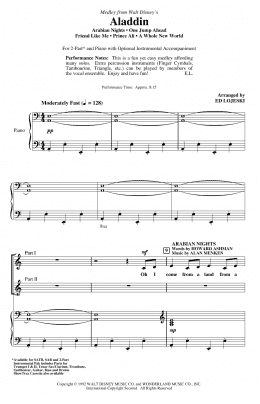 page one of Aladdin (Medley) (from Disney's Aladdin) (arr. Ed Lojeski) (2-Part Choir)