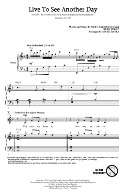 page one of Live To See Another Day (arr. Mark Hayes) (SSA Choir)