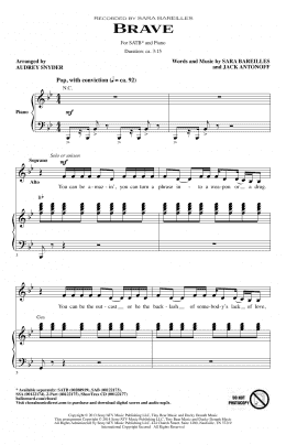 page one of Brave (arr. Audrey Snyder) (SATB Choir)