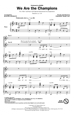 page one of We Are The Champions (arr. Roger Emerson) (2-Part Choir)