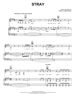 page one of Stray (Piano, Vocal & Guitar Chords (Right-Hand Melody))