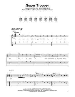 page one of Super Trouper (from Mamma Mia! Here We Go Again) (Easy Guitar Tab)