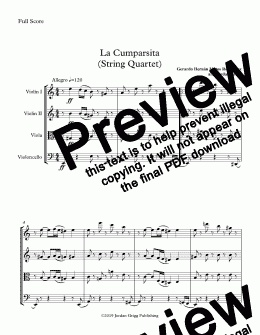 page one of La Cumparsita (String Quartet) - Score and parts