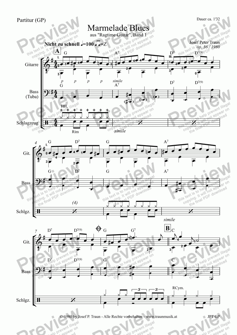 page one of Marmelade Blues (GP/Score & Parts)