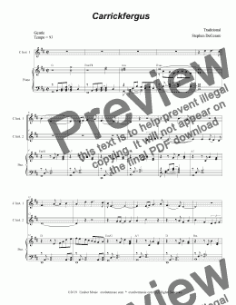 page one of Carrickfergus (Duet for C-Instruments)