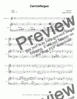 page one of Carrickfergus (Duet for Bb-Trumpet and French Horn)