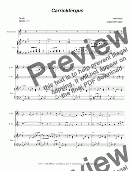 page one of Carrickfergus (Duet for Soprano and Tenor Saxophone)