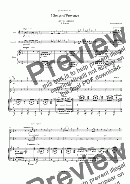 page one of Denwood - 5 Songs of Provence for Flute, Cello & Piano