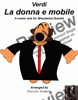 page one of La Donna e Mobile  A comic aria for Woodwind Quintet