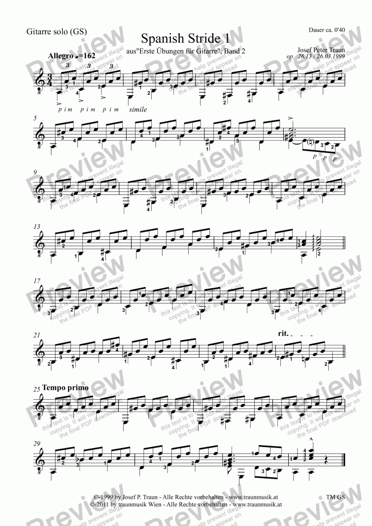 page one of Spanish Stride 1 (GS plus TAB)