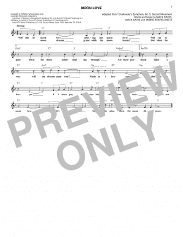 page one of Moon Love (Lead Sheet / Fake Book)