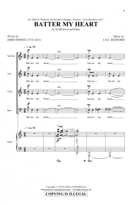 page one of Batter My Heart (SATB Choir)