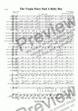 page one of The Virgin Mary Had A Baby Boy (Christmas)- Concert Band