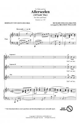 page one of Allerseelen (arr. Brandon Williams) (SSA Choir)