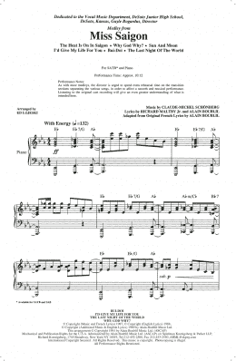 page one of Miss Saigon (Medley) (arr. Ed Lojeski) (SATB Choir)