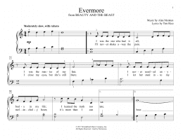 page one of Evermore (from Beauty And The Beast) (Educational Piano)