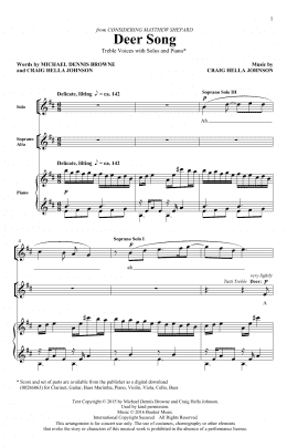page one of Deer Song (from Considering Matthew Shepard) (SSA Choir)