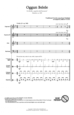 page one of Oggun Belele (SATB Choir)