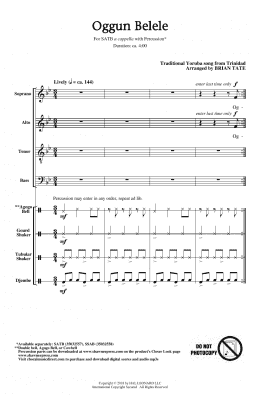 page one of Oggun Belele (SATB Choir)