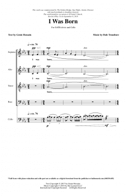 page one of I Was Born (SATB Choir)