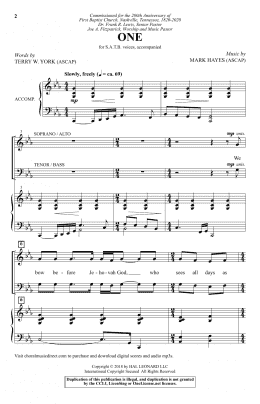 page one of One (SATB Choir)