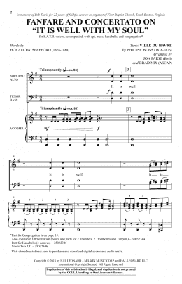 page one of Fanfare And Concertato On "It Is Well With My Soul" (arr. Jon Paige & Brad Nix) (SATB Choir)
