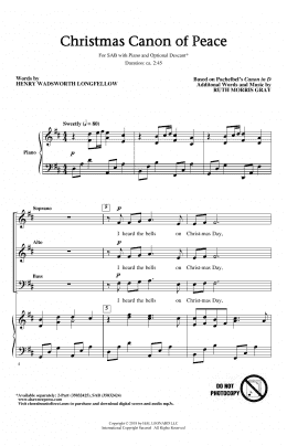 page one of Christmas Canon Of Peace (arr. Ruth Morris Gray) (SAB Choir)